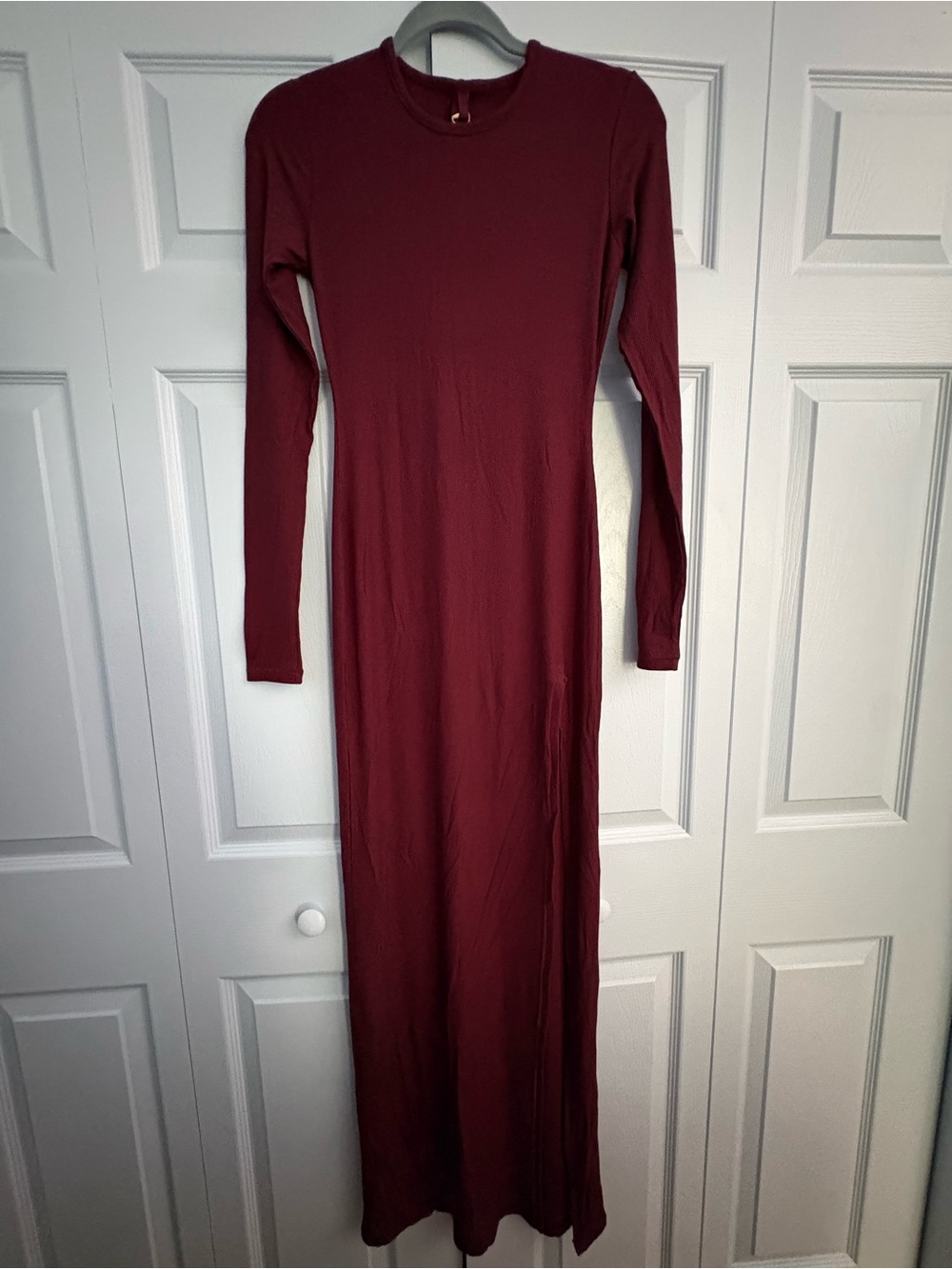 NEW - SKIMS Burgundy Long Sleeve Maxi Slip Dress M